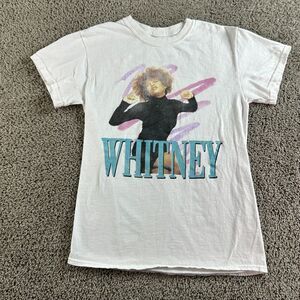 Whitney Houston Shirt Womens Small White Blue Short Sleeve Music Ladies